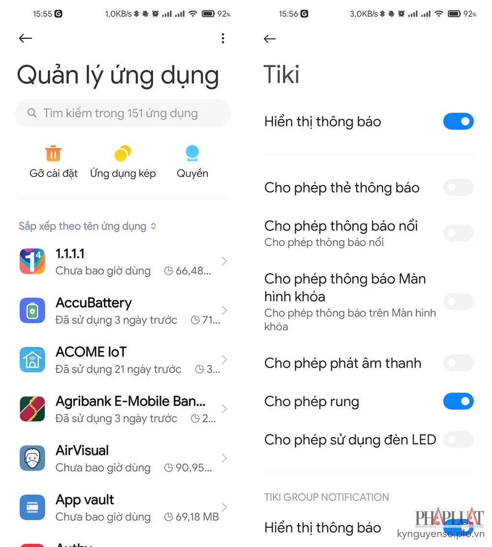 Tắt bớt thông báo của các ứng dụng không cần thiết. Ảnh: MINH HOÀNG