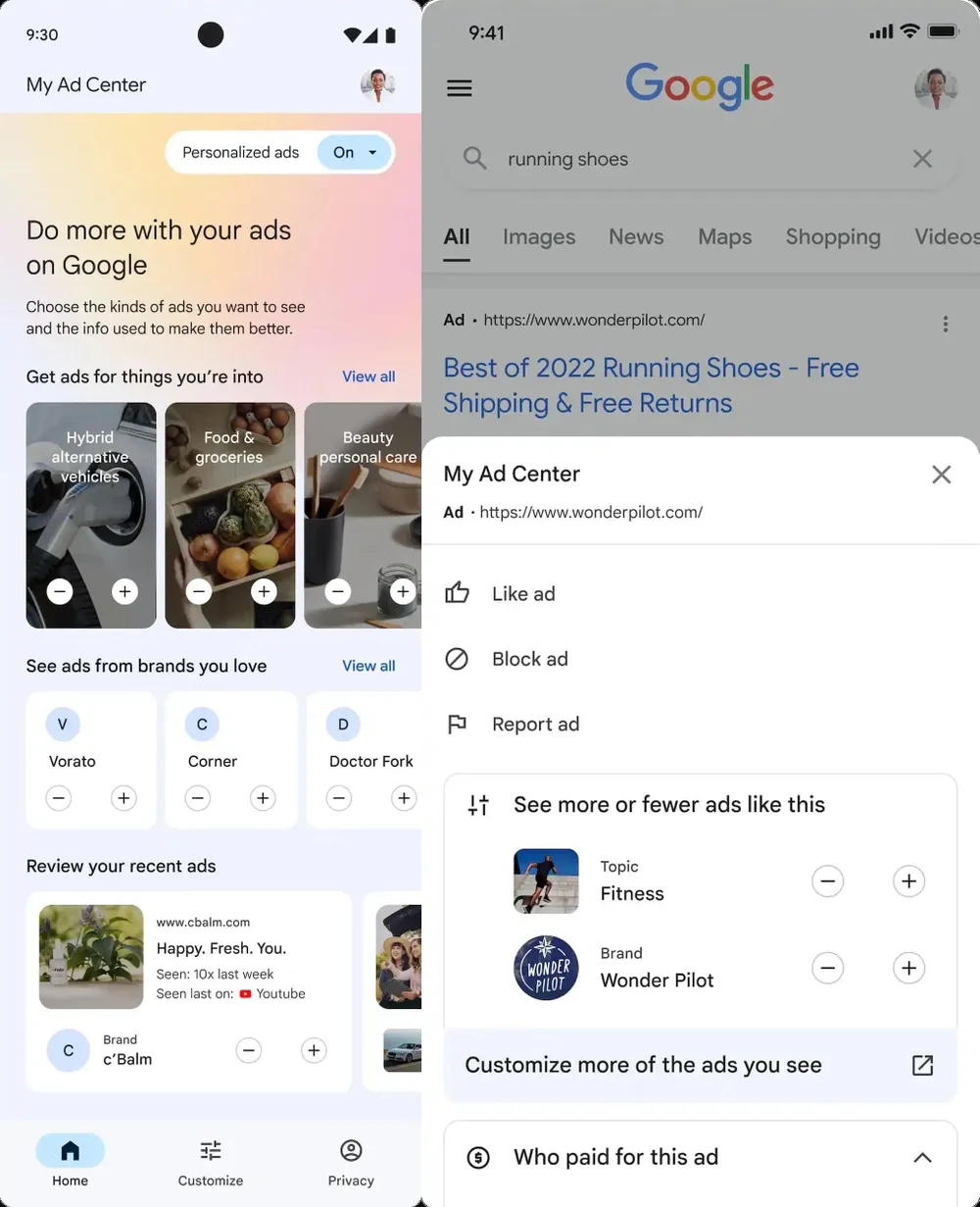 trung-tam-quang-cao-google Google giới thiệu trung tâm quảng cáo của tôi, cho phép người dùng kiểm soát quảng cáo nhiều hơn. Ảnh: Google