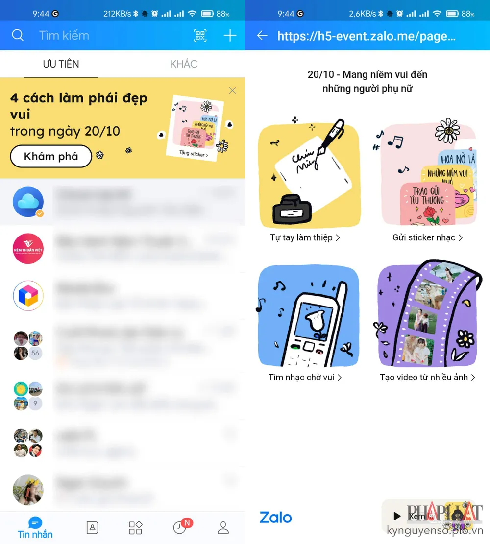 Zalo gợi ý 4 cách làm phái đẹp vui trong ngày 20-10. Ảnh: MINH HOÀNG