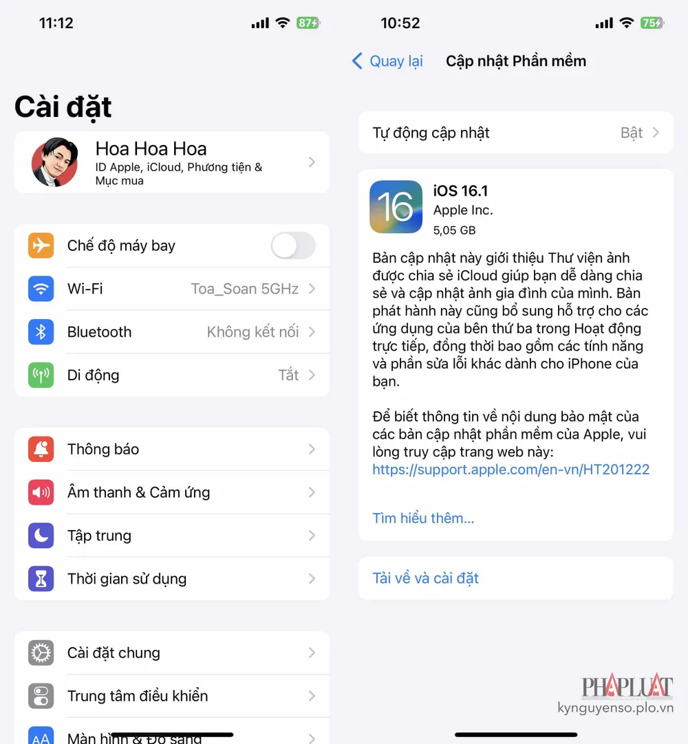 Cập nhật iOS lên phiên bản mới nhất. Ảnh: MINH HOÀNG