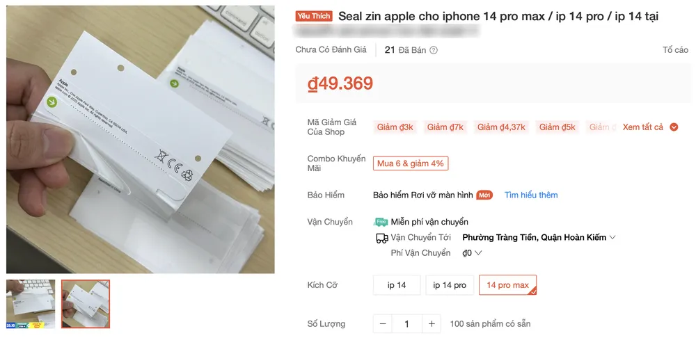 seal-iphone-14 Seal iPhone 14 series rất dễ mua trên mạng. Ảnh: TIỂU MINH