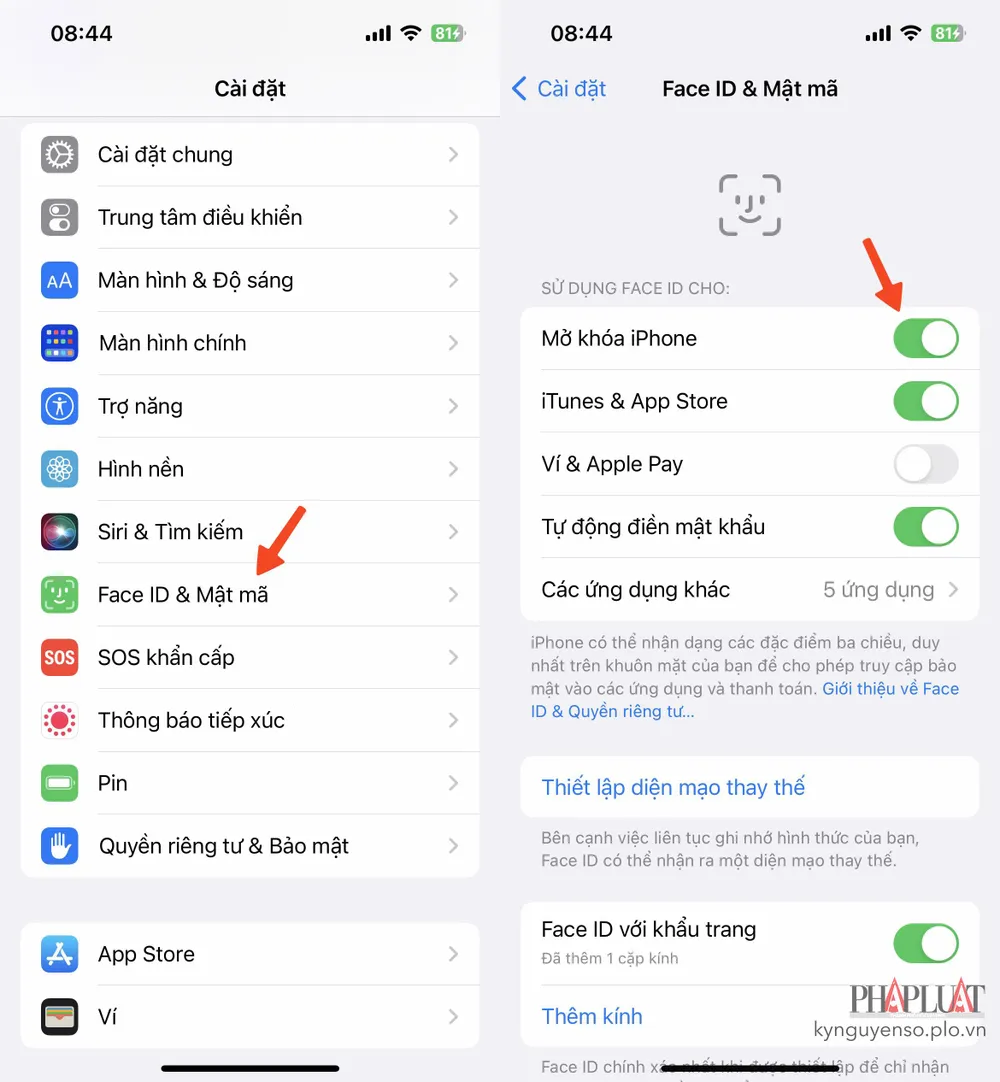 Kích hoạt Face ID trên iPhone. Ảnh: MINH HOÀNG