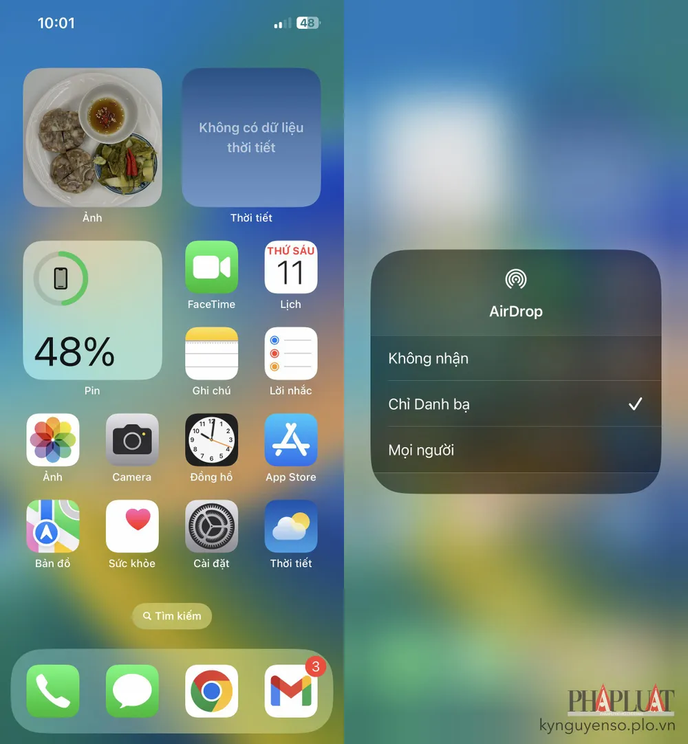 AirDrop cho phép bạn chuyển dữ liệu qua lại giữa các thiết bị một cách liền mạch. Ảnh: TIỂU MINh