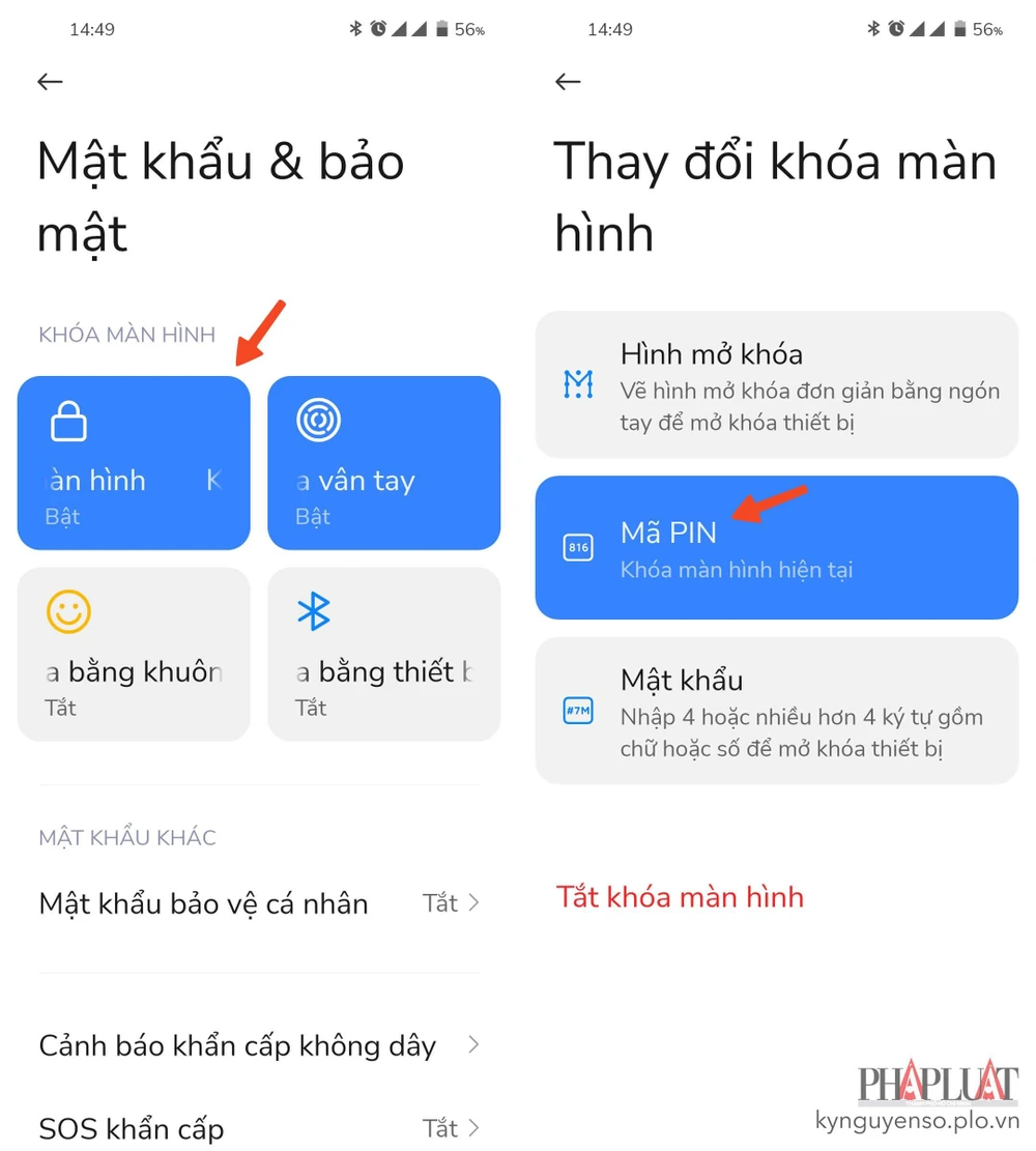 Cách thiết lập màn hình khóa trên Android. Ảnh: MINH HOÀNG