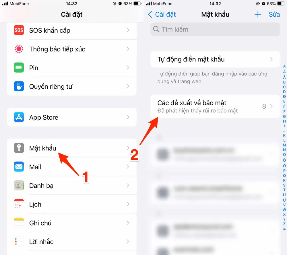 iPhone cảnh báo các mật khẩu yếu. Ảnh: TIỂU MINH