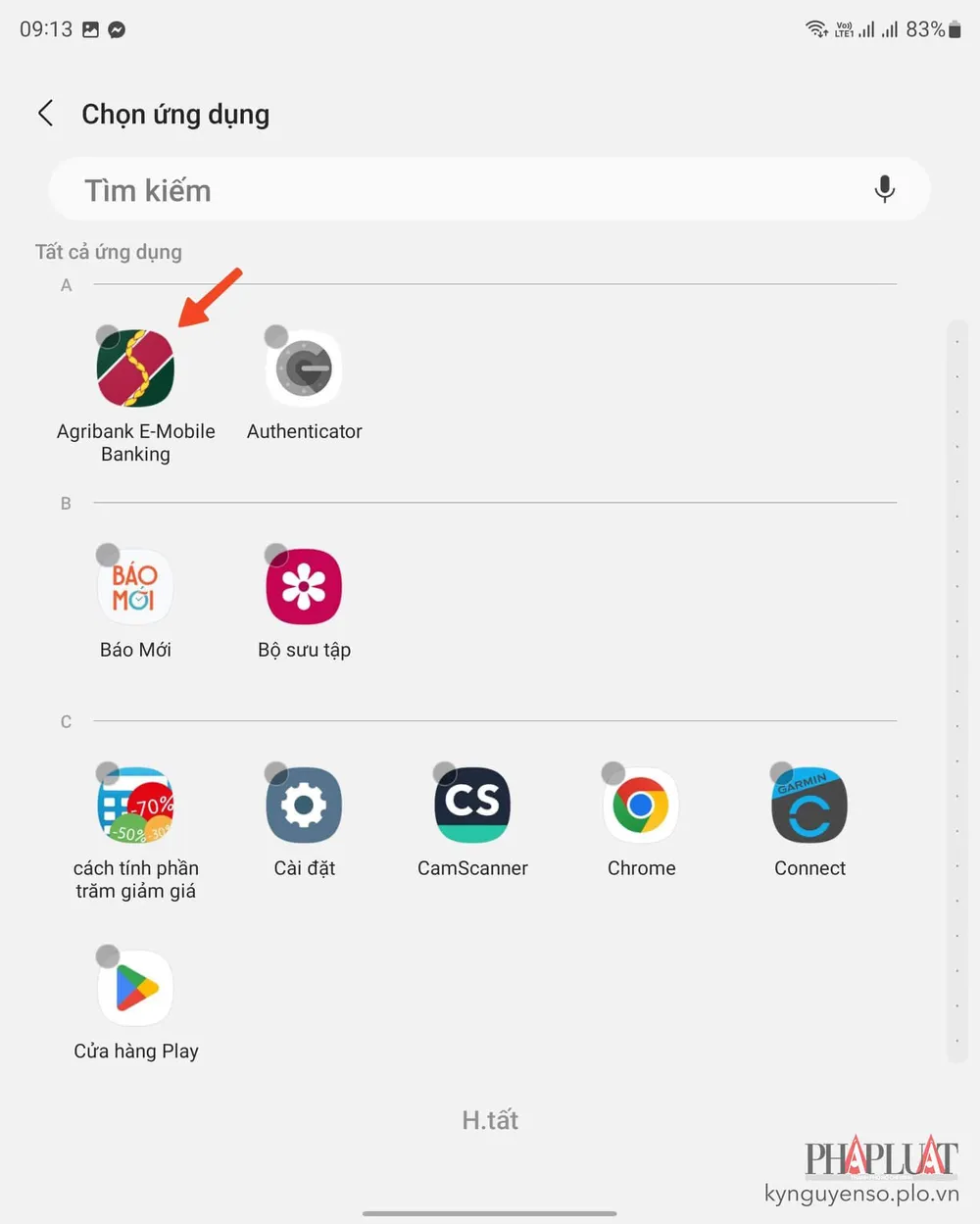 Chọn các ứng dụng riêng tư cần ẩn khỏi màn hình. Ảnh: MINH HOÀNG