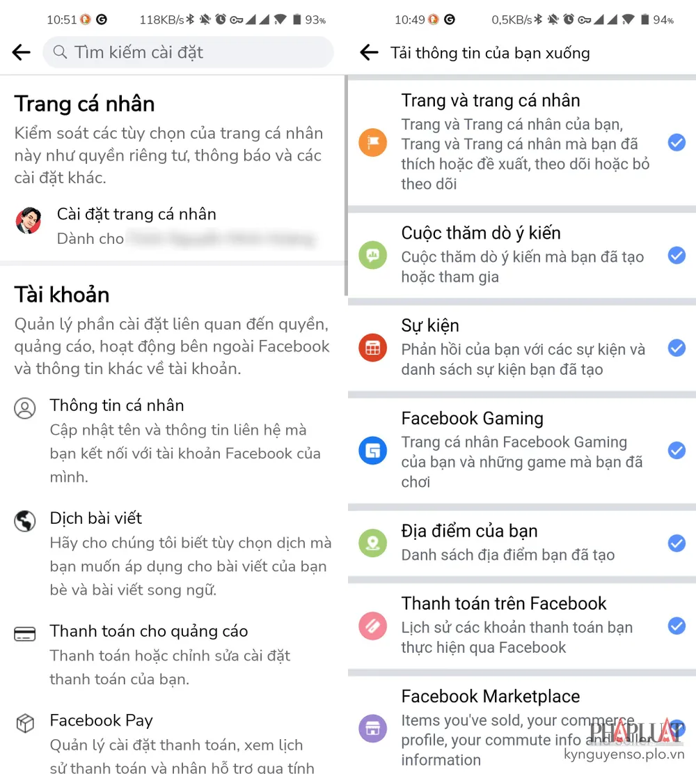 tai-du-lieu-facebook-ve-may-tinh Tải dữ liệu trên Facebook về điện thoại hoặc máy tính. Ảnh: MINH HOÀNG