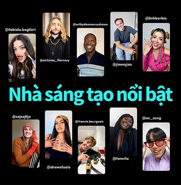 nhà sáng tạo nội dung tiktok nổi bật