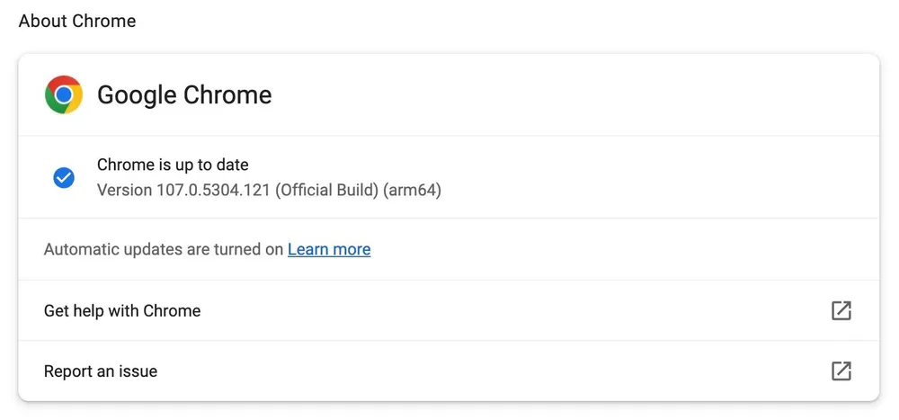 cập nhật trình duyệt chrome