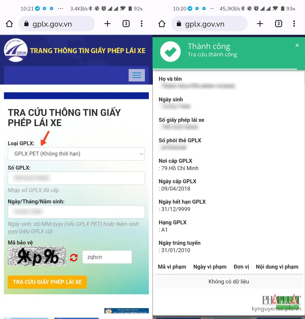 cach-tra-cuu-gplx-that-va-gia Cách tra cứu GPLX thật và giả. Ảnh: TIỂU MINH