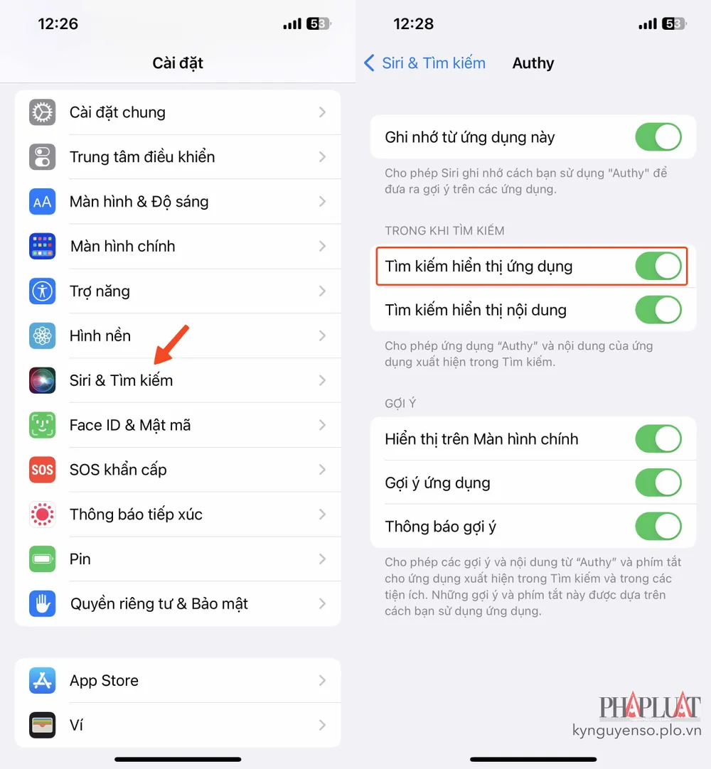 Cách ẩn ứng dụng khỏi kết quả tìm kiếm. Ảnh: MINH HOÀNG