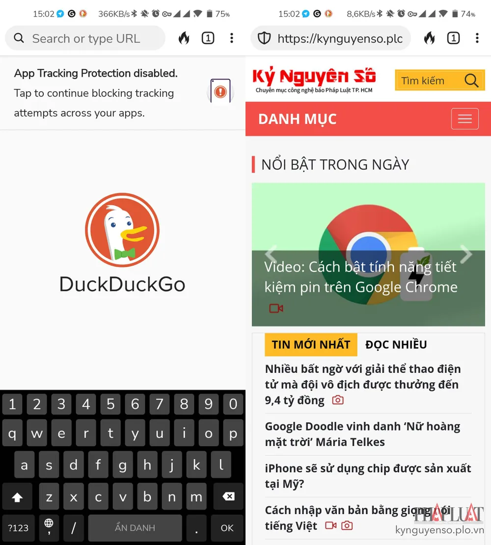 DuckDuckGo là một trong những trình duyệt tập trung vào quyền riêng tư. Ảnh: MINH HOÀNG