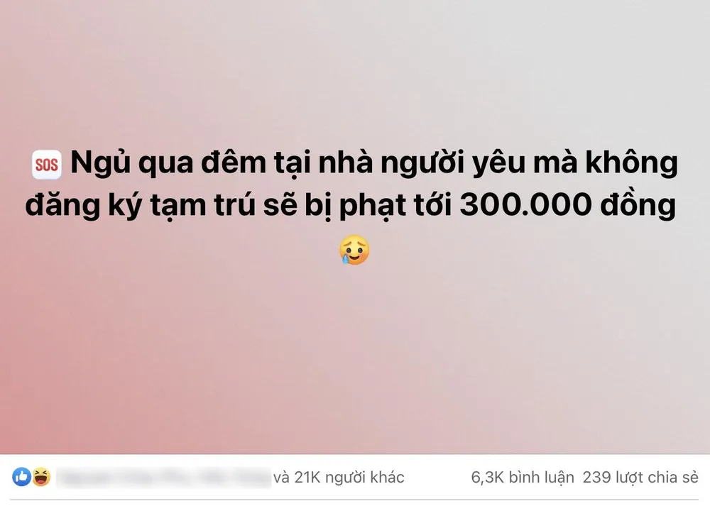 Thông tin ngủ qua đêm tại nhà người yêu sẽ bị phạt thu hút nhiều sự quan tâm. Ảnh: TIỂU MINH