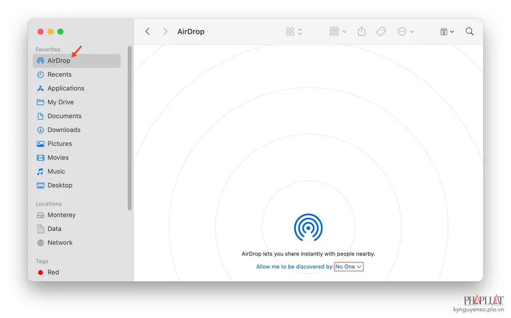 Cách tắt AirDrop bằng giao diện đồ họa. Ảnh: TIỂU MINH