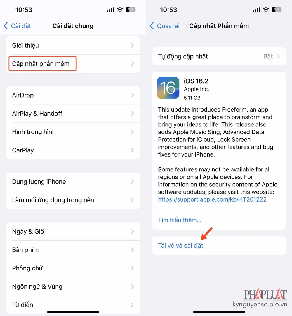cap-nhat-iphone-len-ios-16-2 Cập nhật iPhone lên phiên bản iOS 16.2. Ảnh: MINH HOÀNG