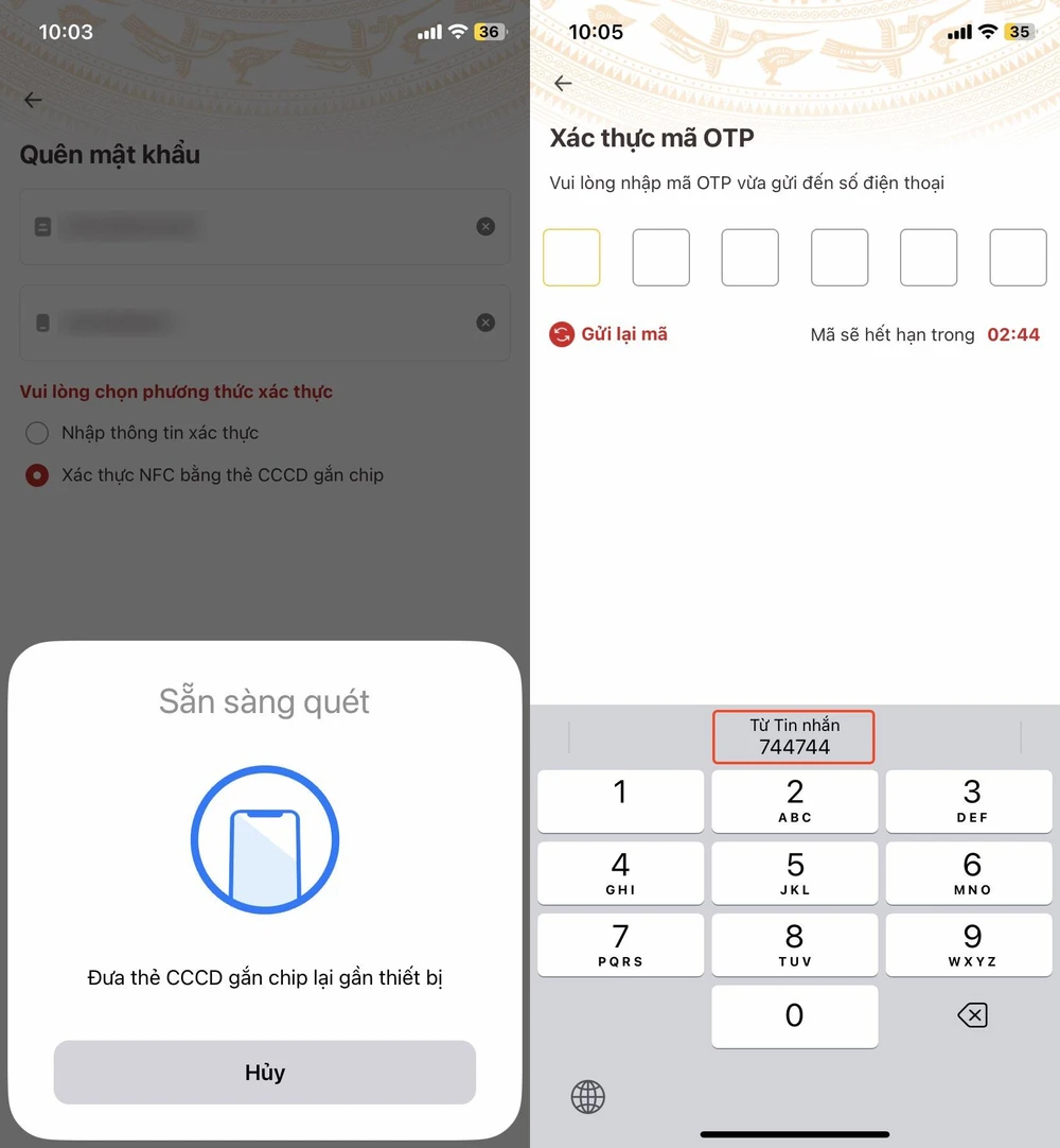 Quét thông tin trên CCCD gắn chip. Ảnh: MINH HOÀNG