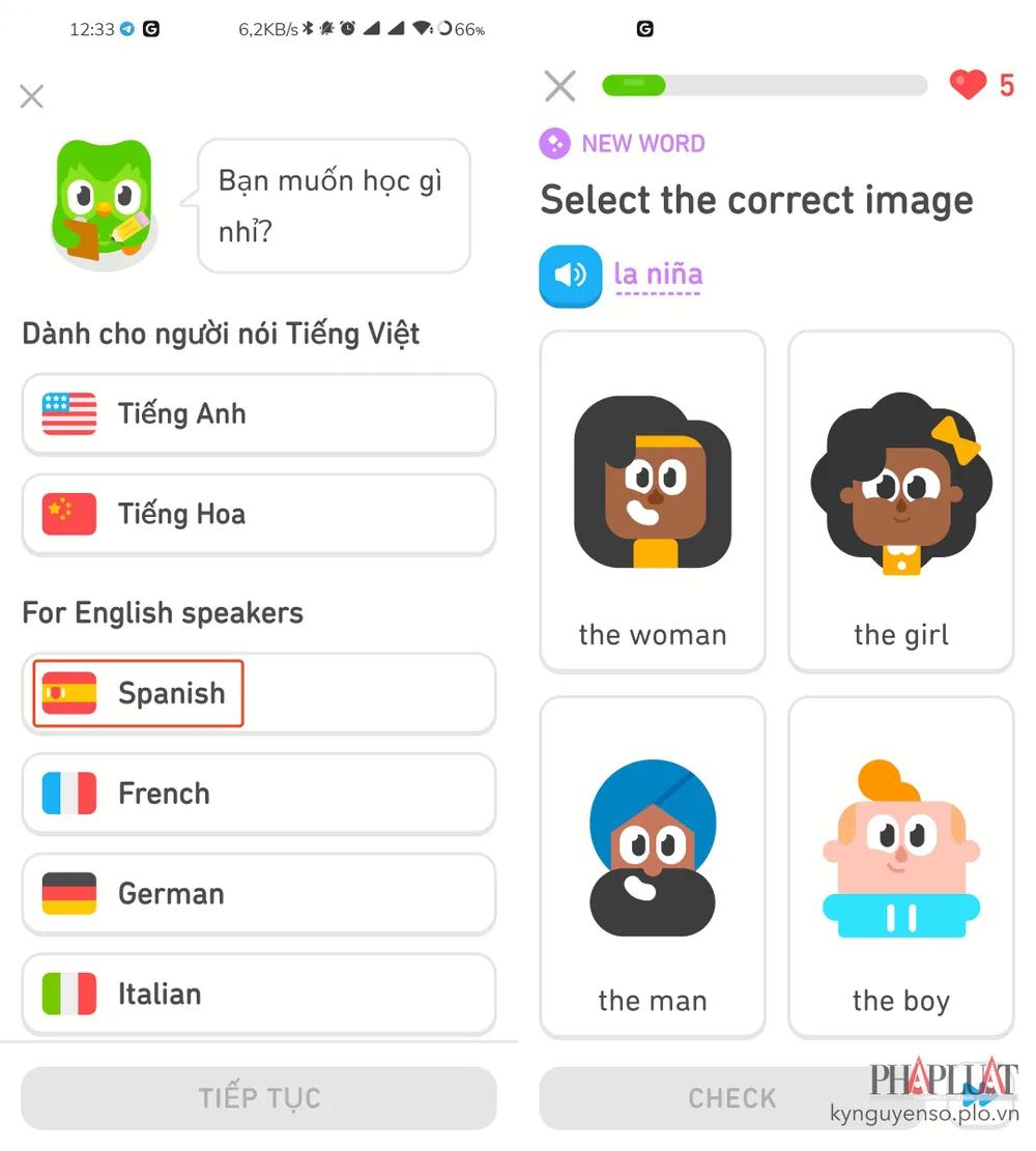 hoc-tieng-tay-ban-nha-tren-duolingo Cách học tiếng Tây Ban Nha để đi du lịch Argentina trọn vẹn hơn. Ảnh: TIỂU MINH