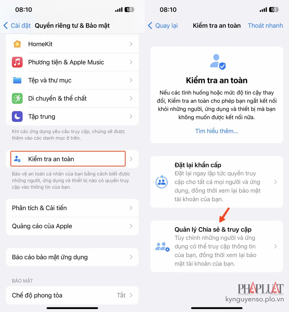 Kiểm tra lại toàn bộ dữ liệu mà bạn đang chia sẻ với mọi người và các ứng dụng. Ảnh: MINH HOÀNG
