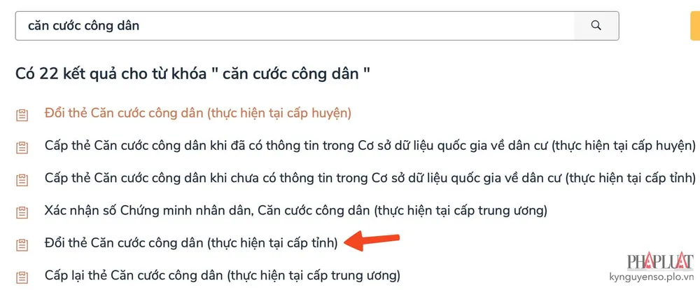 Lựa chọn dịch vụ đổi thẻ căn cước công dân gắn chip tương ứng. Ảnh: MINH HOÀNG