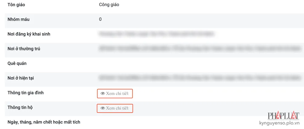 Thông tin chi tiết về gia đình, sổ hộ khẩu sẽ được liệt kê đầy đủ. Ảnh: MINH HOÀNG