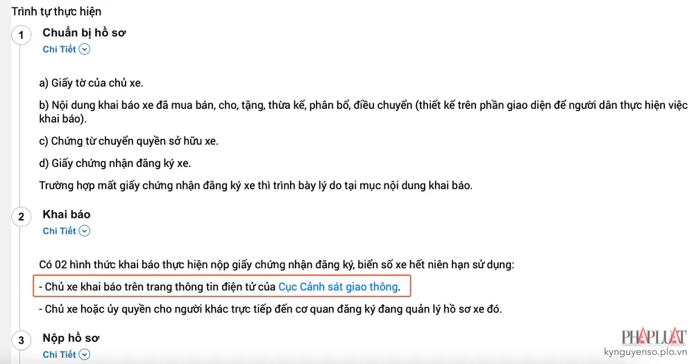 khai-bao-cho-tang-xe-truc-tuyen Khai báo thông tin cho, tặng xe trực tuyến. Ảnh: MINH HOÀNG