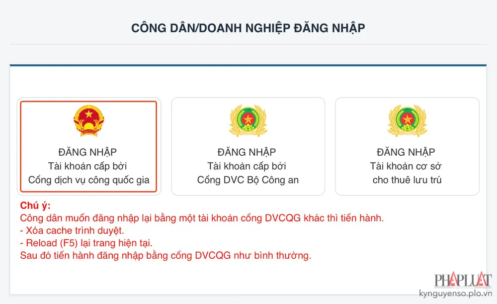 dang-nhap-bang-tai-khoan-cong-dich-vu-cong-quoc-gia Đăng nhập bằng tài khoản cấp bởi cổng Dịch vụ công Quốc gia. Ảnh: MINH HOÀNG