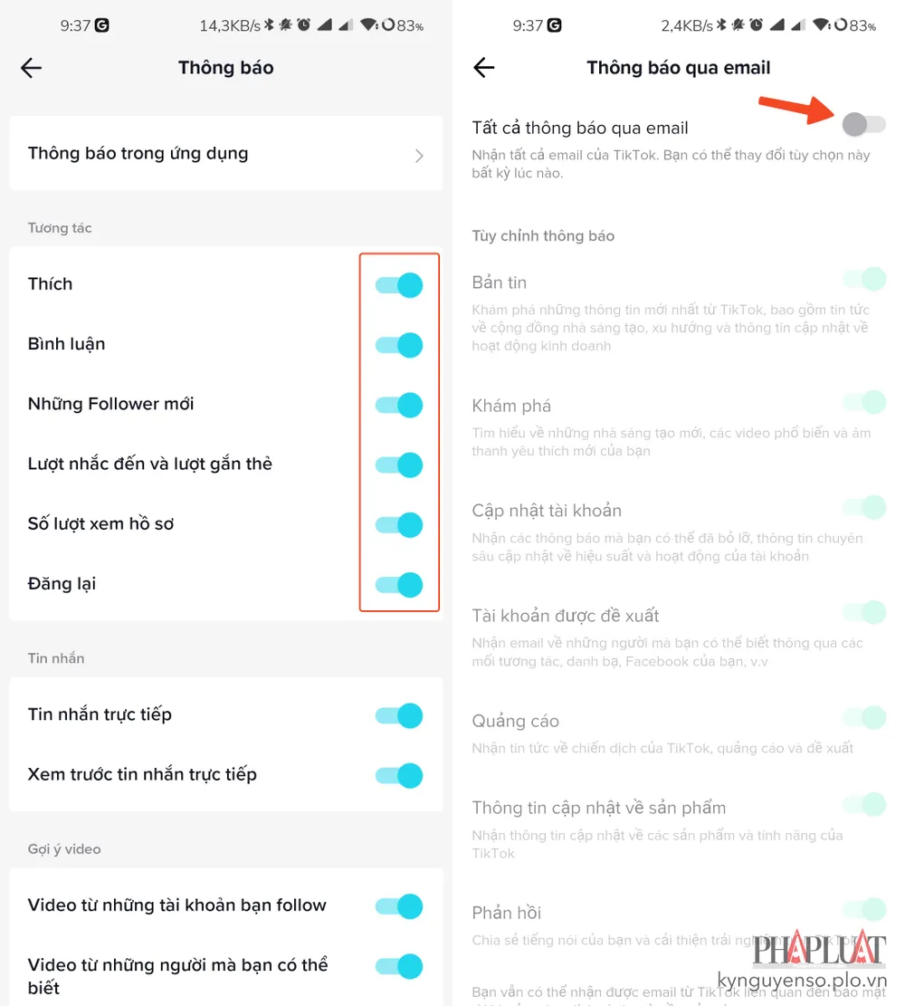 Tắt bớt những thông báo phiền phức trên TikTok. Ảnh: MINH HOÀNG