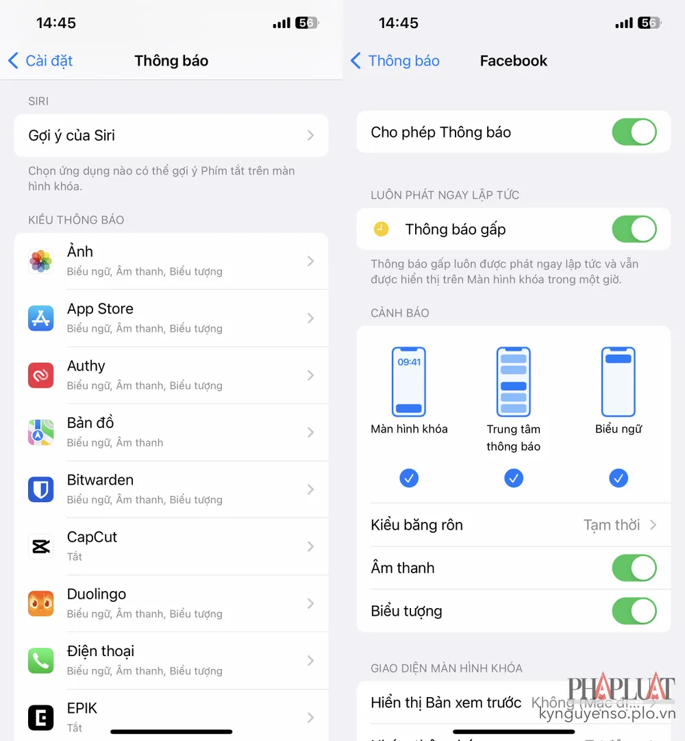Tắt thông báo các ứng dụng trên iPhone. Ảnh: MINH HOÀNG
