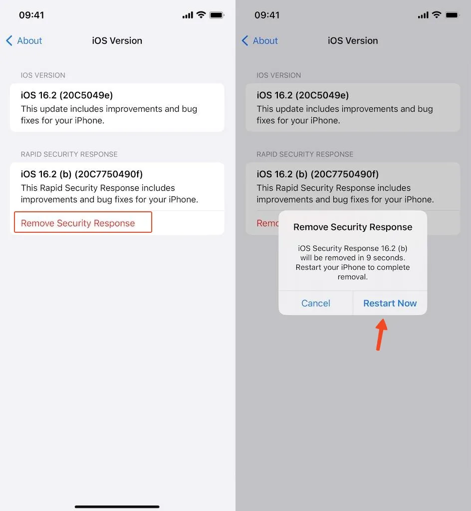 gỡ bỏ các bản cập nhật bị lỗi