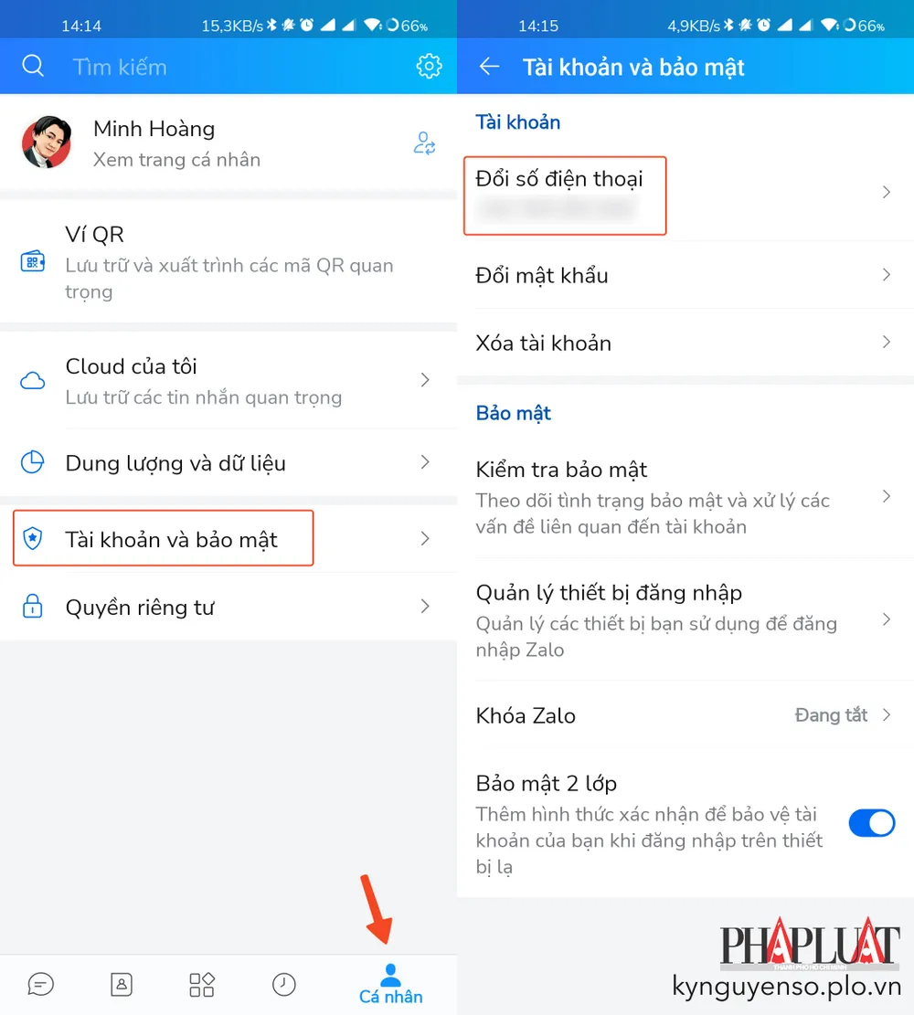 Truy cập vào phần cài đặt tài khoản và bảo mật. Ảnh: MINH HOÀNG