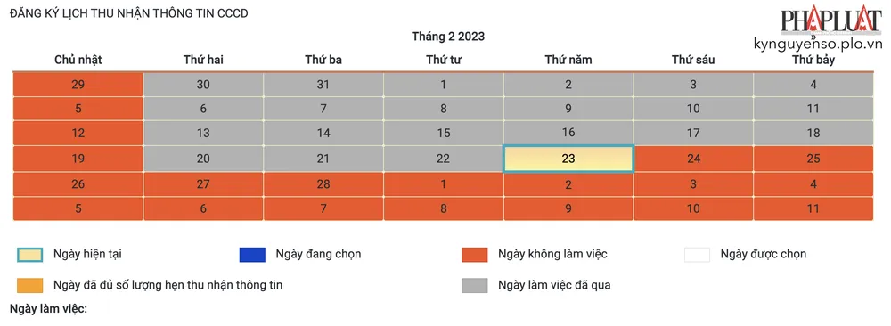 Đăng ký lịch thu nhận thông tin CCCD. Ảnh: MINH HOÀNG