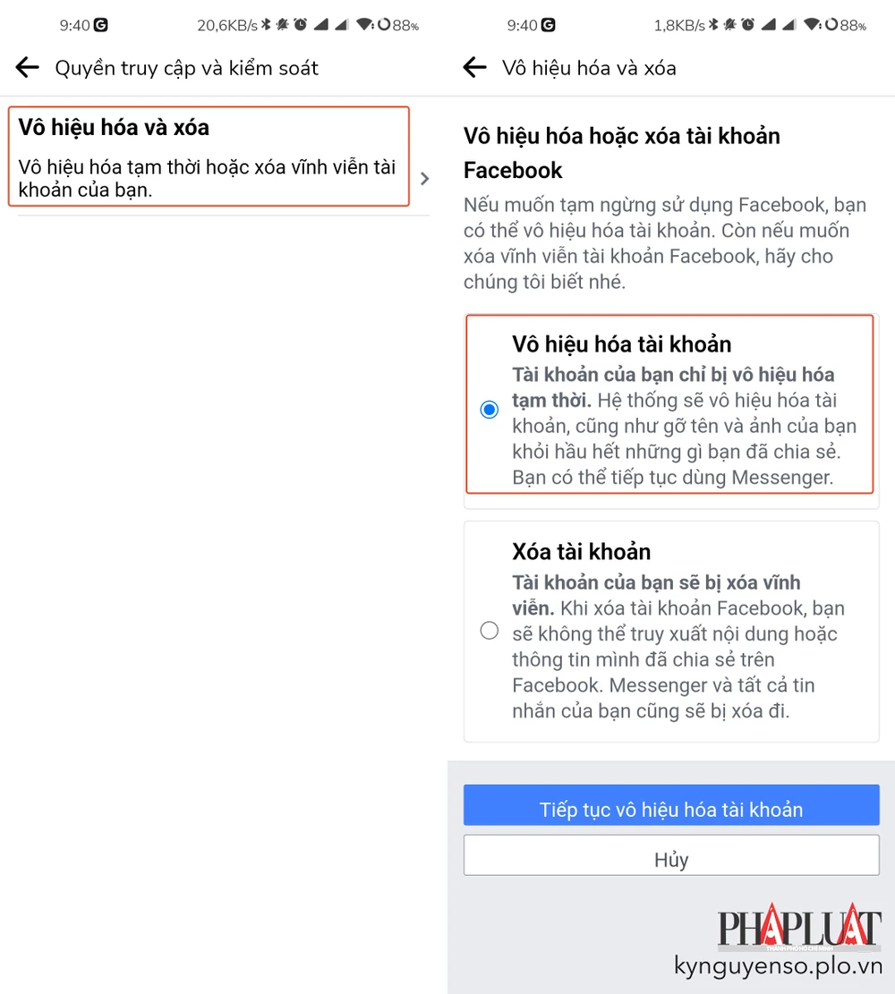 cach-vo-hieu-hoa-facebook Tạm thời vô hiệu hóa tài khoản Facebook. Ảnh: MINH HOÀNG