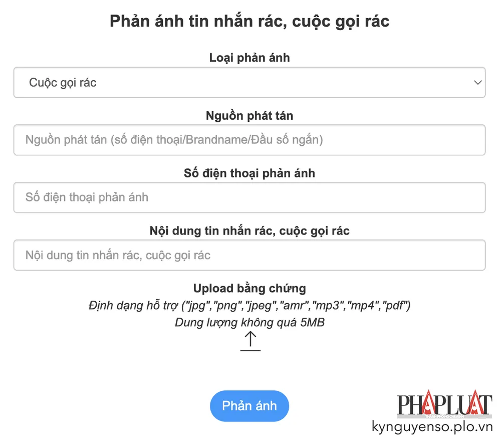 Gửi phản ánh các đầu số phát tán tin nhắn rác, tin nhắn lừa đảo. Ảnh: TIỂU MINH