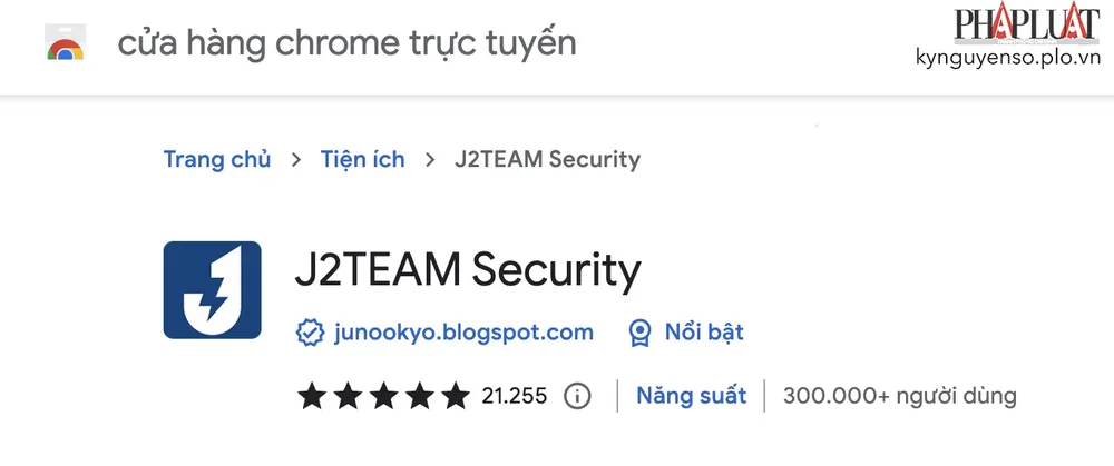 Cài đặt tiện ích J2team Security cho trình duyệt. Ảnh: MINH HOÀNG