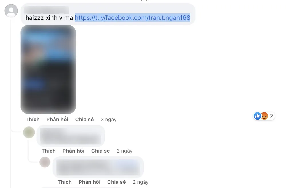 Liên kết lừa đảo bên dưới các bài đăng liên quan đến 4 tiếp viên hàng không. Ảnh: TIỂU MINH