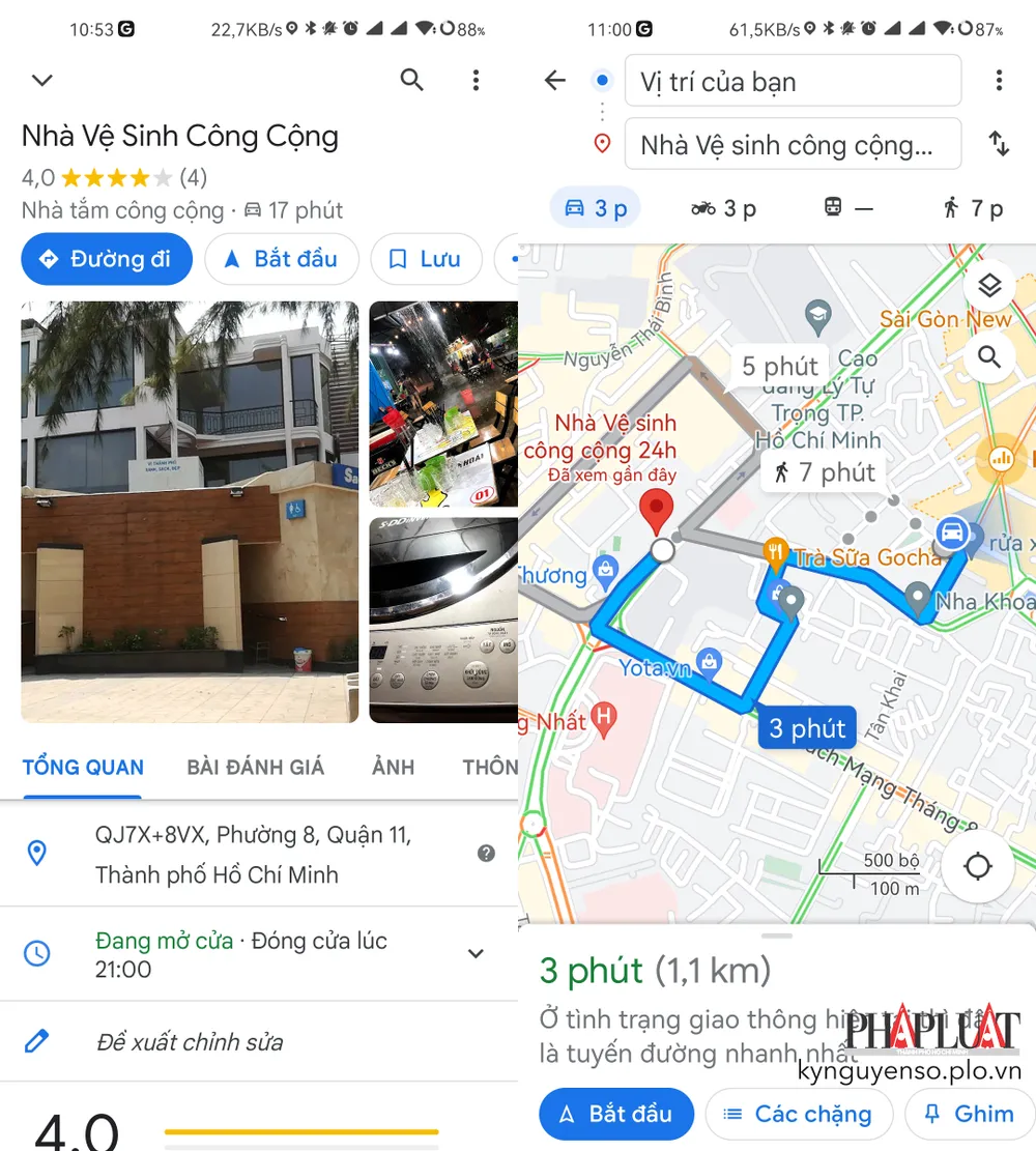Xem nhận xét và tìm đường đến nhà vệ sinh công cộng gần nhất. Ảnh: MINH HOÀNG