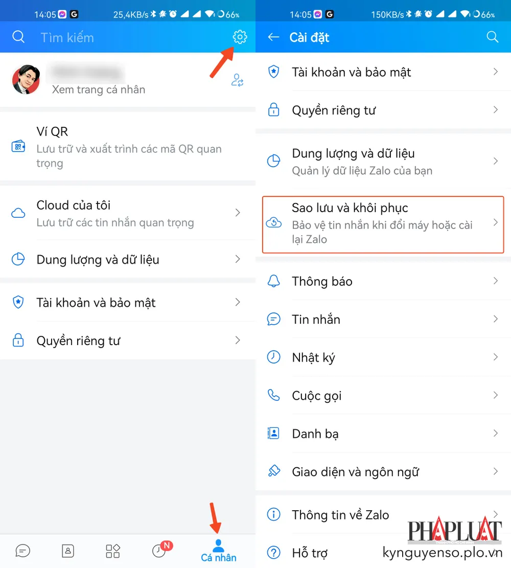 Sao lưu và khôi phục tin nhắn, hình ảnh trên Zalo. Ảnh: MINH HOÀNG