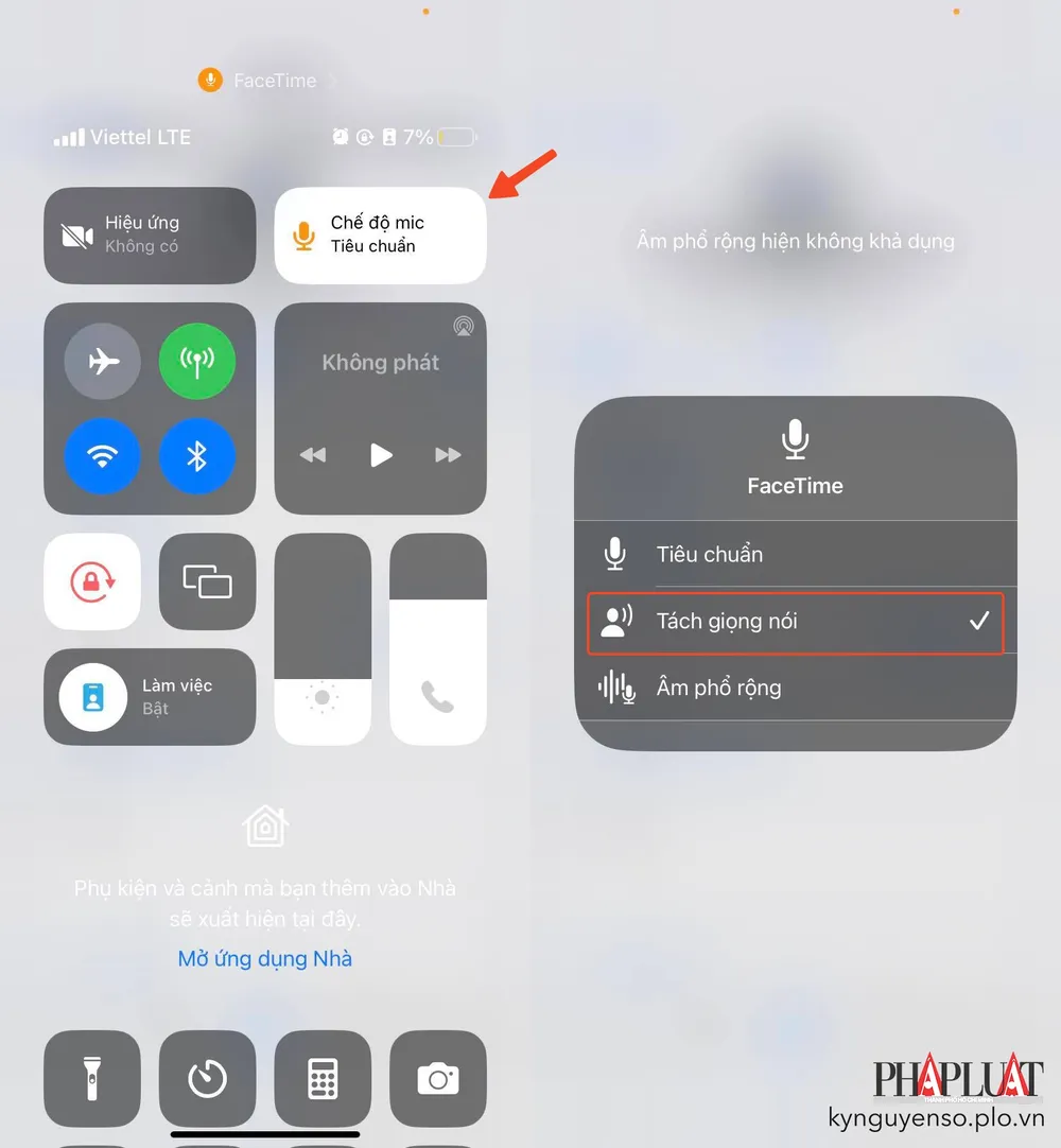 Cách bật tính năng Voice Isolation (tách giọng nói) trên iPhone. Ảnh: MINH HOÀNG