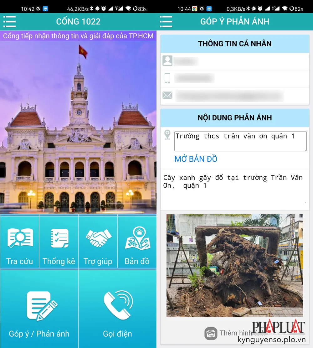 cach-bao-cao-cay-xanh-gay-do Cách báo cáo cây xanh gãy đổ thông qua Tổng đài 1022. Ảnh: MINH HOÀNG