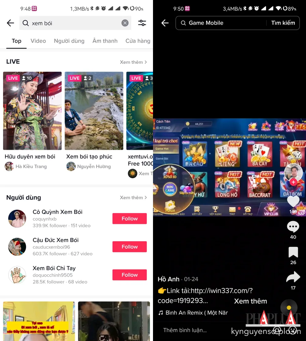 Nhiều nội dung độc hại, mê tín dị đoan, cờ bạc… xuất hiện trên TikTok. Ảnh: TIỂU MINH