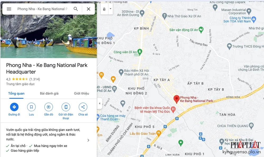 Động Phong Nha bị dời về Bình Dương. Ảnh: TIỂU MINH