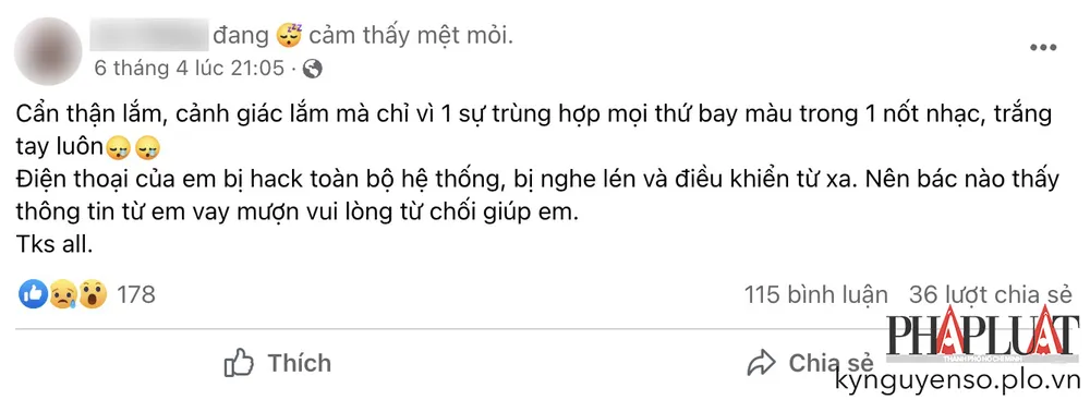 mat-tien-vi-cai-dat-nham-ung-dung-thue-gia-mao Một nạn nhân bị mất tiền trong tài khoản ngân hàng vì cài đặt nhầm ứng dụng thuế giả mạo. Ảnh: TIỂU MINH