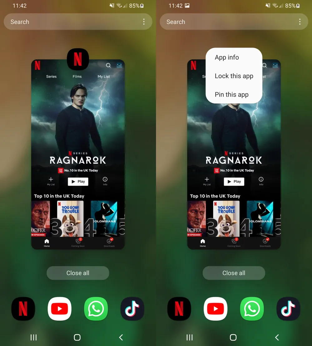 ghim ứng dụng trên điện thoại samsung