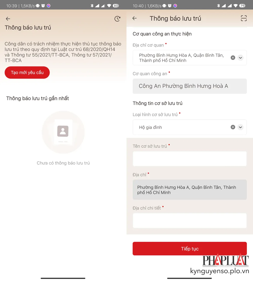 Điền đầy đủ các thông tin lưu trú cần thiết. Ảnh: MINH HOÀNG