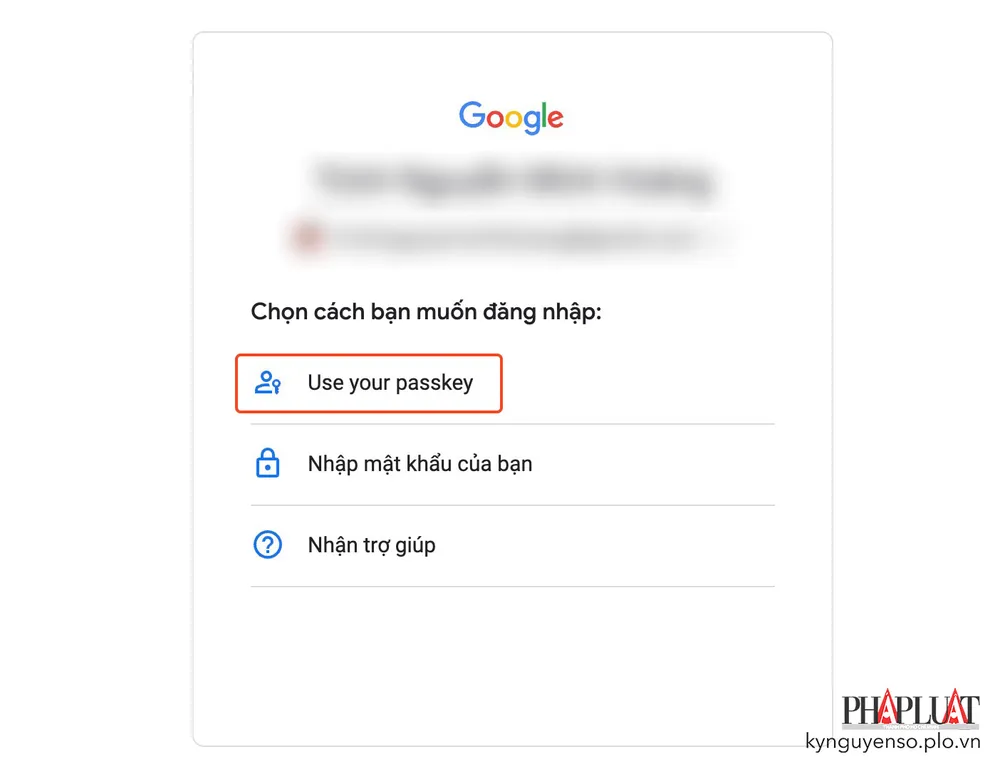 Google vẫn hỗ trợ phương thức đăng nhập bằng mật khẩu, bên cạnh Passkeys. Ảnh: TIỂU MINH