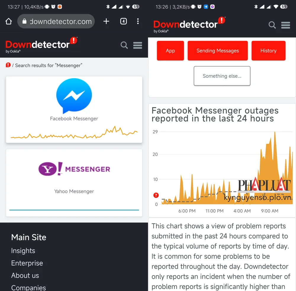 Messenger gặp lỗi liên quan đến ứng dụng. Ảnh: TIỂU MINH