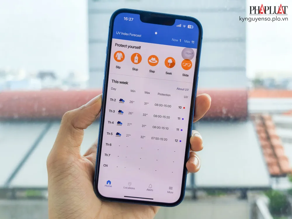 Ứng dụng đo chỉ số tia cực tím của Liên Hiệp Quốc. Ảnh: MINH HOÀNG