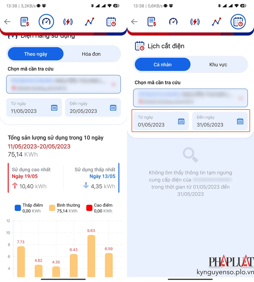 Kiểm tra lịch cúp điện online. Ảnh: MINH HOÀNG