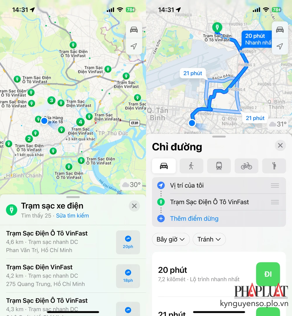 Cách tìm trạm sạc xe điện bằng iPhone