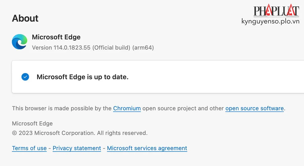 Cập nhật trình duyệt Edge lên phiên bản mới nhất. Ảnh: TIỂU MINH